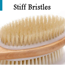 Back brush for shower with stiff bristles